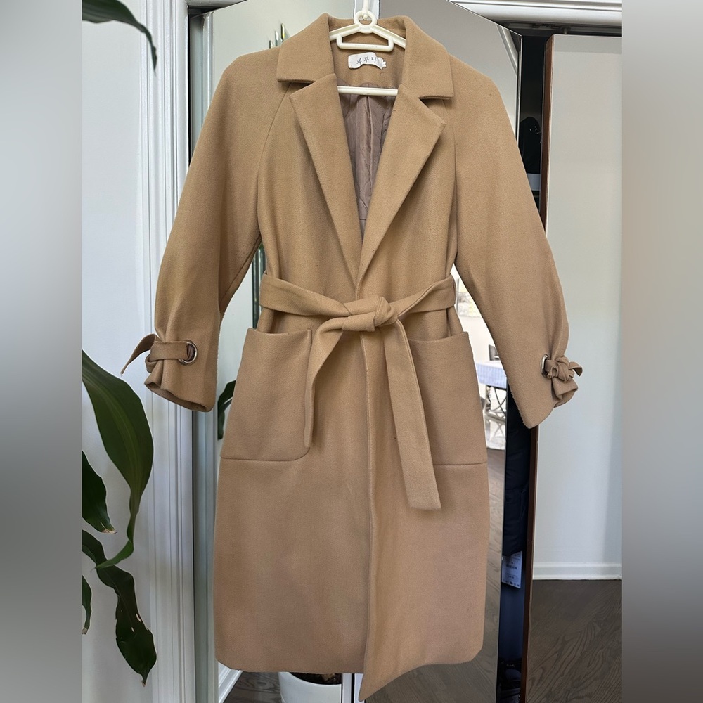 Stylish Tan Belted Coat